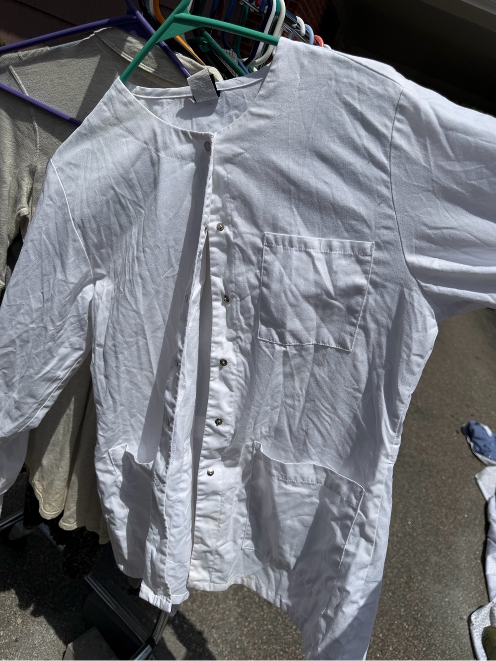 Classic White womens Button-Front lab Work Shirt Jacket